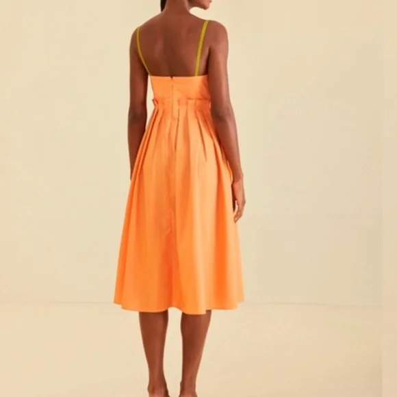 FARM Rio Bicolor Sleeveless Organic Cotton Midi Dress Orange Guava - Picture 14 of 14